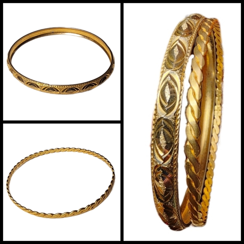 Vintage Gold-plated Bangle Bracelets (2)